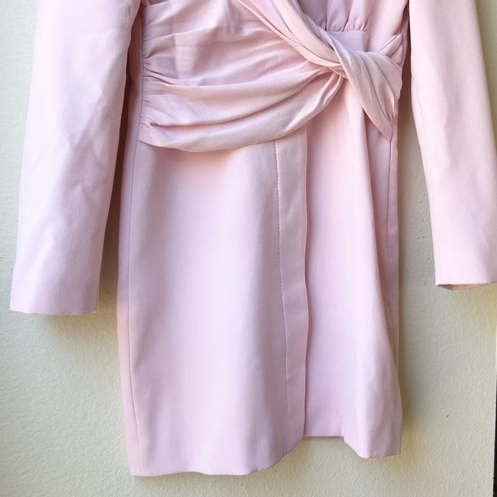 ZARA DRAPED BLAZER DRESS Barbiecore Barbie Core Mini Twist Front Sz S - Picture 6 of 16
